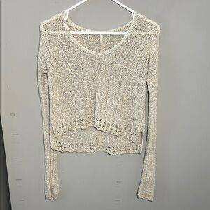 Urban outfitters Women's Cream Sweater tan with off white high low slouchy